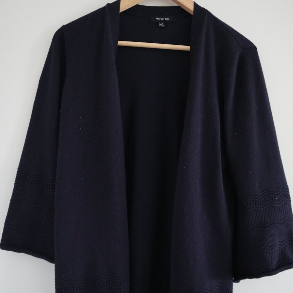 Verve Ami knit cardigan with 3/4 bell sleeves, S - cozy unique autumn layers